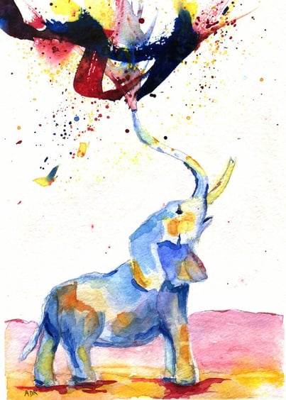 Elephant Snorts a Rainbow