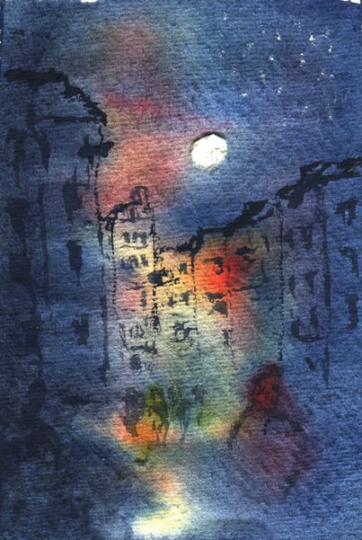 Tuscany Hill Town - Moonglow
