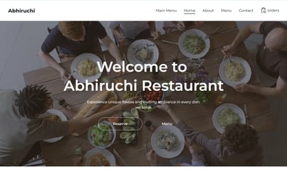 Restaurant menu website for Abhiruchi by Suvarna Visions in Vijayawada