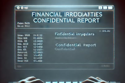 Hacker accesses confidential report. Cybersecurity breach, digital espionage, financial secrets