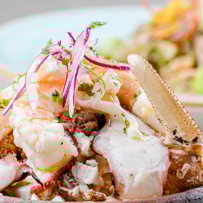 Fotografía de portafolio de un plato de mariscos