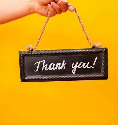 A thank-you sign