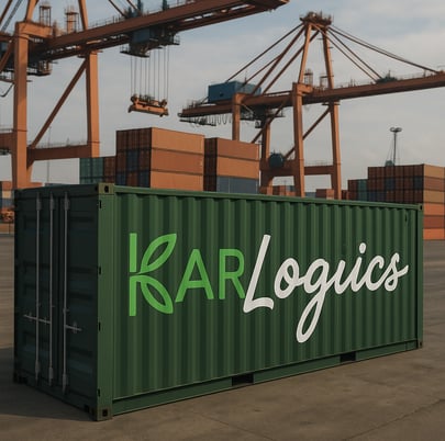 a container container with a cargo container in the background