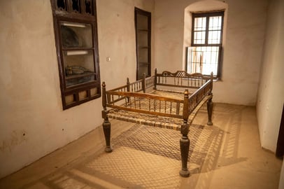 Traditional Sudanese wooden bed in heritage room