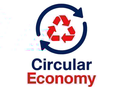 a circular shaped circular logo with a recycling bin