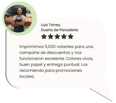 Cliente satisfecho con impresión de volantes publicitarios para campaña de descuentos en Lima – Peruimpress