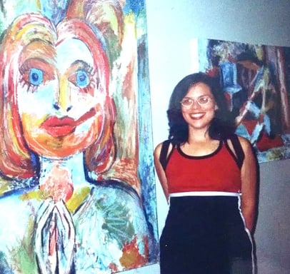 artist at an exhibition