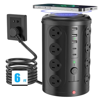 Protector Power Strip Desk Carging Station, extension cord wireless charger, charger for offices 