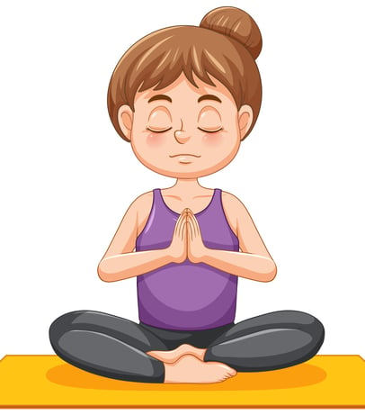 vector image of a kid doing yoga 