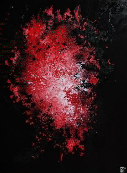 peinture rouge et blanche sur fond noir