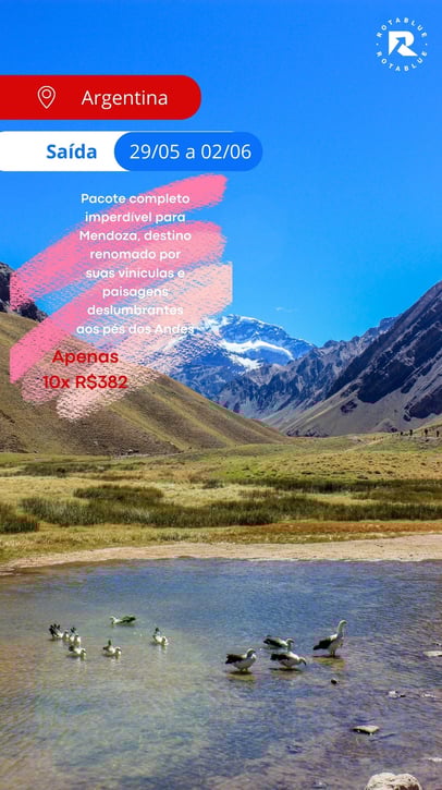 Promoção excelente para Mendoza na Argentina um destino renomado por suas vinículas e paisagens deslumbrantes