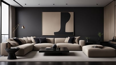 Elegant gray and beige living room decor | Beige sofa , minimal interiors