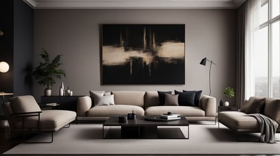Minimal and Modern living room Beige and grey interiors