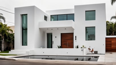 traditional Mexican house exterior design | white and wood | modern house