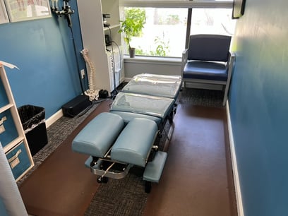 Chiropractic traction table reupholstered
