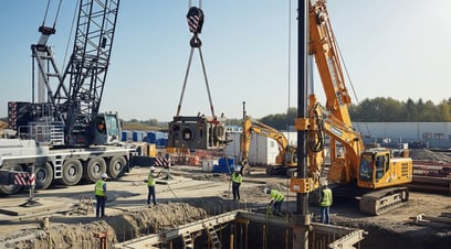 Piling and soil testing equipment used in infrastructure projects in Mumbai