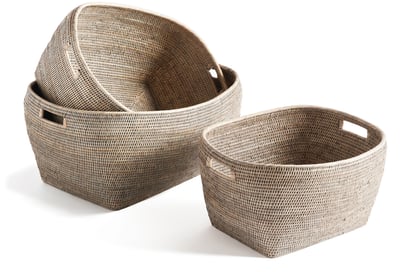 a set of three baskets with baskets on them