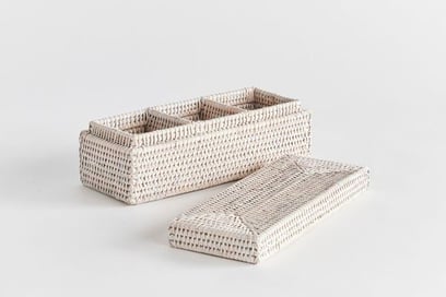 a pair of baskets with a basket weave