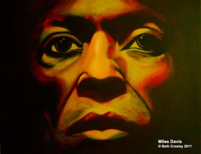 Miles Davis © Beth Crosley 2011, acrylic on canvas, 20” x 16”