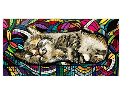 Abstract Painting of a family pet cat - artist Frankie Cervantes