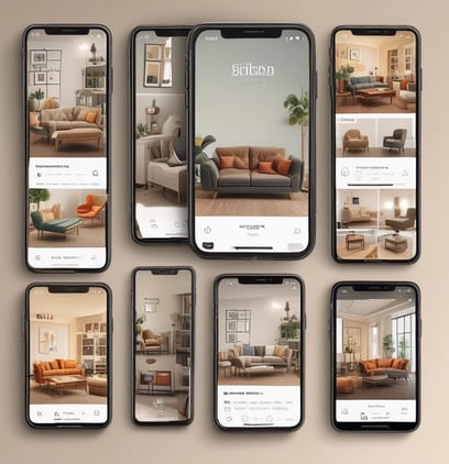 A person is using a laptop to browse an online marketplace featuring various digital products or themes. The screen displays a selection of software or website themes with descriptions and prices. The person seems to be in a well-lit room, sitting at a table.