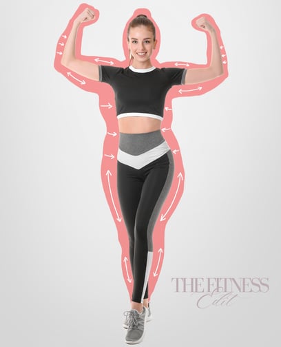 a lady flexing after losing weight