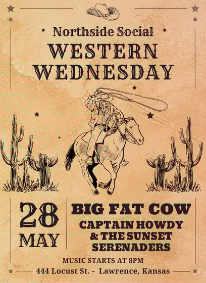 Big Fat Cow headlines Northside Social's May Western Wednesday in LFK.