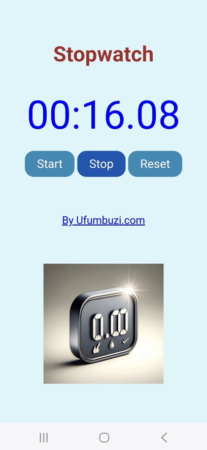 Second screenshot of the Stopwatch app