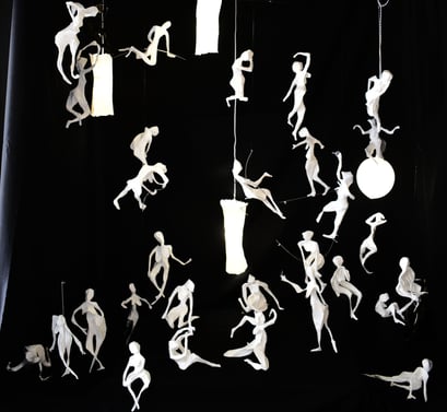 mobiles paper caracters movement sculpture