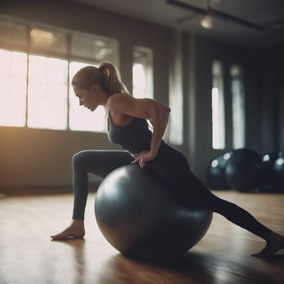 ballon suisse ,équilibre, gainage