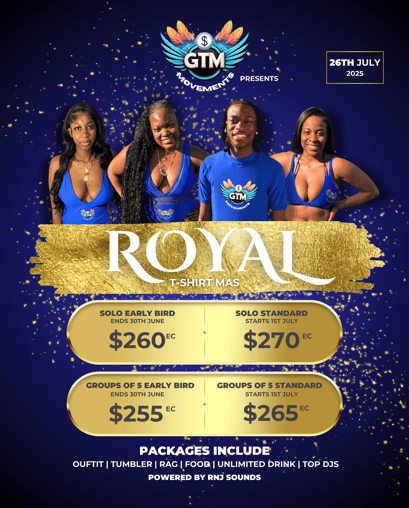 Pricing and dates for Royal T-Shirt Mas (available through 'View Packages' link)