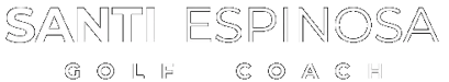 logo de santi espinosa golf coach en blanco
