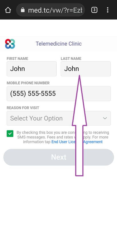 Phentermine text step 1