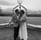wedding couple kissing, black and white