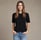 woman wearing black crew-neck shirt