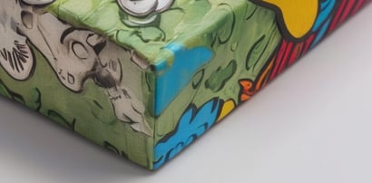 a colorful box of canvas frame with comic design