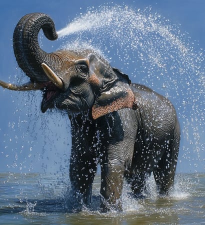 Indische olifant wast zich
