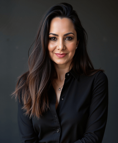 A photo of shadow worker and author of So, I Married My Shadow, LVF. She has long brown hair..