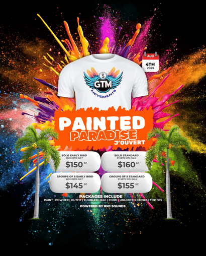 Pricing and dates for Painted Paradise J'ouvert (available through 'View Packages' link)