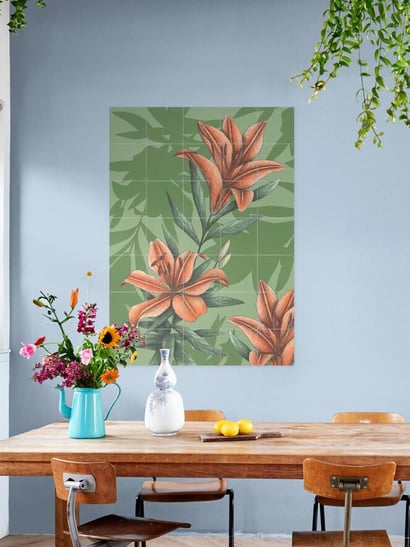 Floral Illustration Wall Art in a Living Room