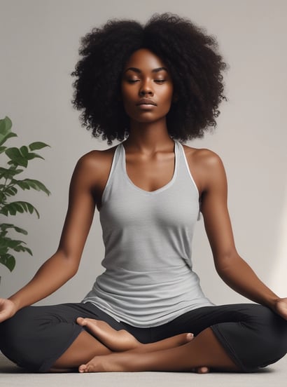 An image of a black woman meditating 