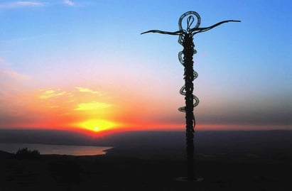 moses stick in mount nebo with dead sea in the background