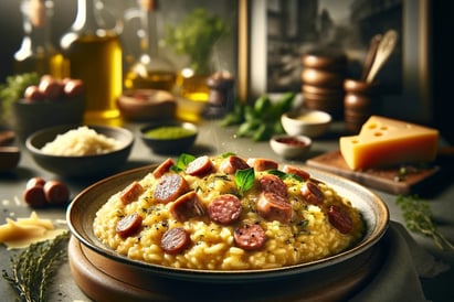 lejra a bowl of risotto pepperoni taleggio