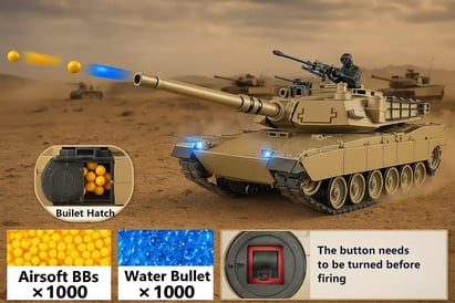 Tanque a control remoto Abrams disparando bolas de gel