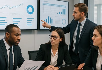 a group of business people sitting around a table