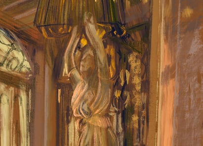 Digital drawing - Marbella hotel lobby
