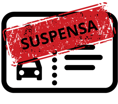 Imagem de uma carteira de habilitação com um carimbo de suspensa.