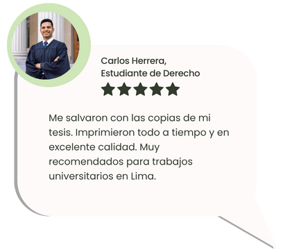 Opinión de estudiante sobre copias académicas en Lima con Peruimpress