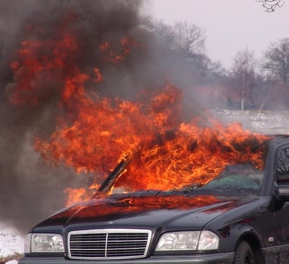 a car has met with fire accident