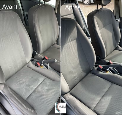 Nettoyage en profondeur de siège de voiture ford avec shampouineuse m&m services pro rouen